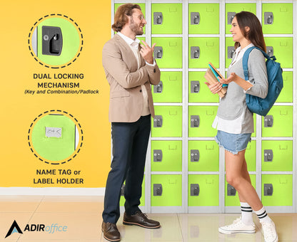 AdirOffice Large School Locker with 6 Doors 6 Hooks Storage Locker for Garage Storage - Office Storage Lockers (6 Door, Green)
