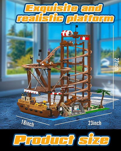 Sosuy Roller-Coaster Building Set Electric Motorized Track Ship Amusement Park Toy for Boy Girl Teen Easter Birthday Gifts for Adult Kid Ages 6 7 8 9+ City Construction Theme Collection 2174pcs