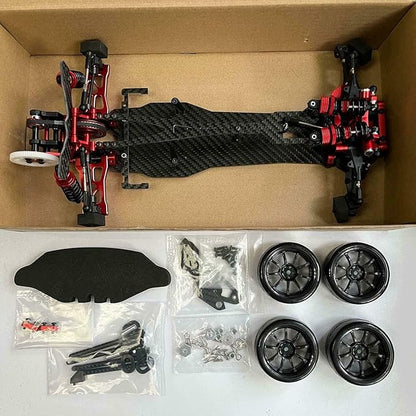 Alloy Carbon CF Chassis D5S Frame Kit Remodel Belt Drive Version 1/10 2Rear-Wheel Drift Car (Pink)