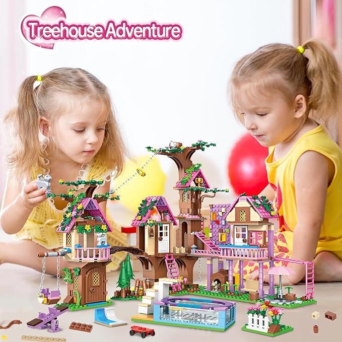 Tree House Building Set Compatible with Lego Friends 1050 PCS Forest House Building Kit Birthday Gift for Kids Girls Age 6-12 Years（7682）