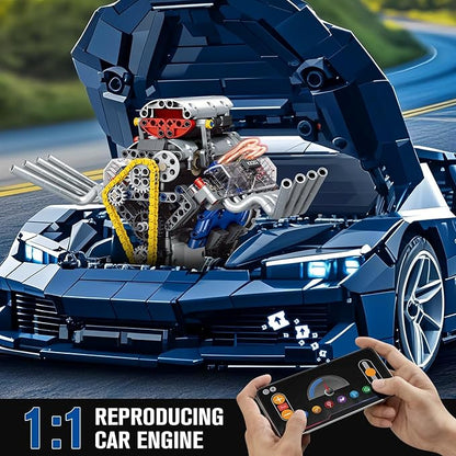 HIGH GODO V8 Engine Kits That Runs DIY Car Engine Model Kit for App Control Build Your Own Visible Engine Model Toy with Motor and Lights STEM Model Engine for Teens Adults 14+ (665 PCS)