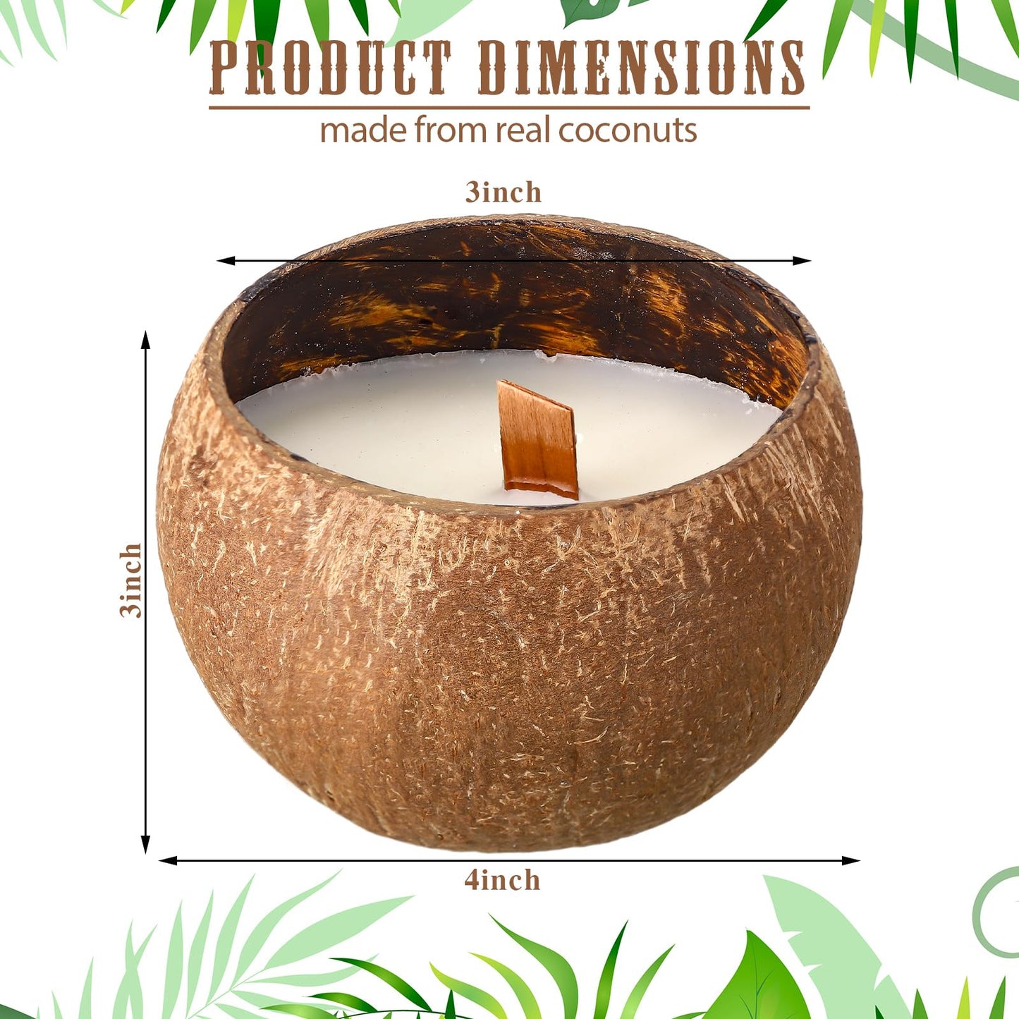 MTLEE 2 Pcs Coconut Candle Coconut Shell Candle Beach Candles Friendly Christmas Gift Hawaii Tropical Decor with Natural Coconut Shell for Home Room Decor, 3.94 x 2.76 Inch(Lavender Flavor)