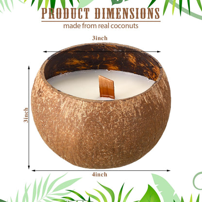 MTLEE 2 Pcs Coconut Candle Coconut Shell Candle Beach Candles Friendly Christmas Gift Hawaii Tropical Decor with Natural Coconut Shell for Home Room Decor, 3.94 x 2.76 Inch(Lavender Flavor)