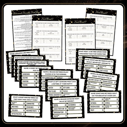 20 Pcs Retirement Friendly Feud Game Set Retirement Party Game Trivia Quiz with 18 Card 2 Buzzer for Adults Family Games Activities Party Supplies Battery Not Included