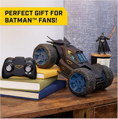 DC Comics Batman Stunt Force Batmobile Indoor Remote Control Car Turbo Boost &amp Crazy Stunts Collectible Super Hero Kids Toys for Boys and Girls 4 and Up