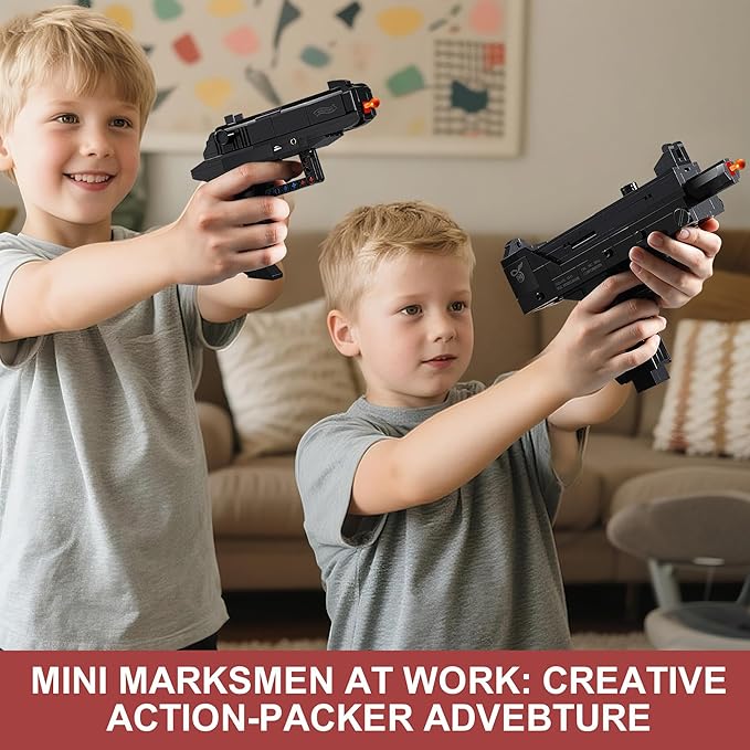 Walther PPK &amp MAC-10 Building Blocks Gun Sets Compatible with Lego Featuring 2 Guns Models Gift Ideas for Military Fans Kids 8+ &amp Adults