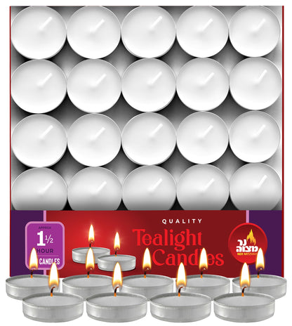 Ner Mitzvah Tealight Candles, Tea Lights Candles, White Tealights Unscented, 1.5 Hour Burn Time (Pack of 100), Bulk
