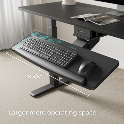 EUREKA ERGONOMIC Height Adjustable Mouse & Keyboard Tray Under Desk, 28x10'' Large Slide Out Swivel Tilt Computer Keyboard Drawer with Mouse Pad for Gaming Home Office Desk, Dual Mount