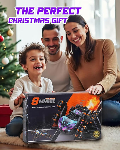 HuiJuKeJi Gesture Sensing RC Stunt Car Toy for Kids 2.4GHz Remote Control Car Toy 1:18 8WD Hand-Controlled Vehicle with Auto Demo Spray Lights and Music for Birthday Ages 6-14