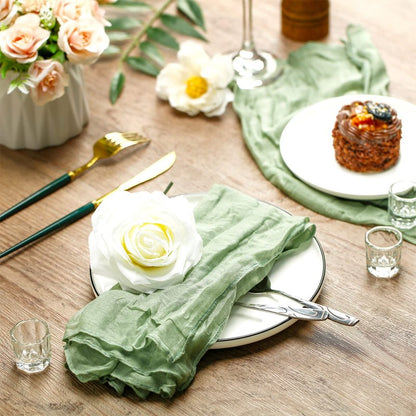 Gauze Cheesecloth Napkins Wrinkled Dinner Napkins Soft Cotton Table Decorative Cloth for Weddings Parties Family Everyday Use, 20 x 20 Inch(Sage Green,12 Packs)