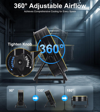 AKIRES 24IN Industrial Floor Drum Fan,8800CFM High Velocity Heavy Duty Shop Fan with 360° Tilt,Handle,320W High Velocity Drum Fan for Garage,Basement,Warehouse,Patio,Factory,Workshop,Commercial Use