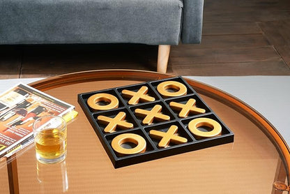 Classic Tic Tac Toe Game Resin Strategy and Fun Games for Kids Tabletop Board Games Party Favours for KidsGolden Tic-Tac-Toe Plastic Board Home DécorGold