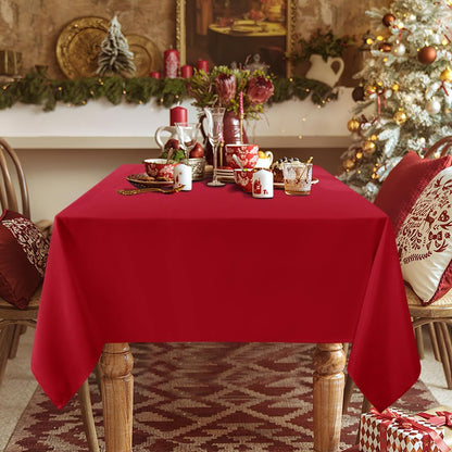 sancua 2 Pack Red Tablecloth 60 x 84 Inch, Rectangle 4 Feet Christmas Table Cloth - Stain and Wrinkle Resistant Washable Polyester Table Cover for Dining Tables, Buffet Parties and Camping