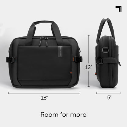 Sharper Image Messenger Briefcase for Men, Laptop Bag fits up to 17” Computer, 19L Water Resistant Crossbody Shoulder Bag with Strap for Work, School, Office, Travel, Black (Venture Collection)