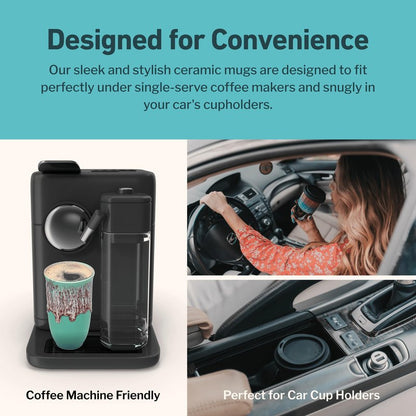 NOVA CERAMICS Travel Mug On the Go Coffee Tumbler Microwave & Dishwasher Safe Green Tumbler - Gifts For Women Men Him Her 16oz Nebula