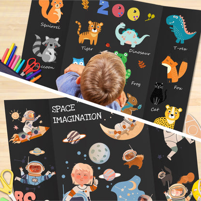 Chell 36" x 48" Large Trifold Poster Board, 2 Pack, Black Corrugated Project Boards for Science Fair, School Projects, Event Displays and Business Presentations