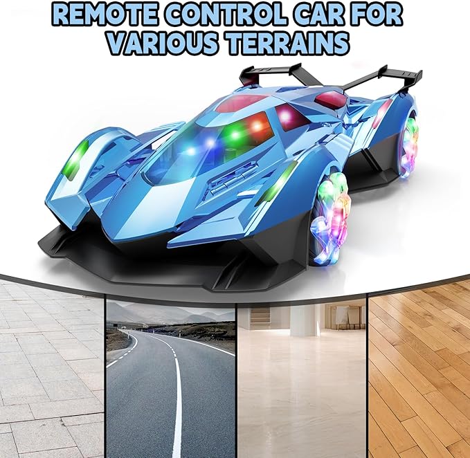 SASBSC Lamb Remote Control Car for Boys 4-7 8-12 Drift Rc Cars with 360° Rotation Spray Music &amp Lights 1:12 Rechargeable Rc Car Toys 10-12km/h Sport Race Toy Cars Gifts for Kids (Blue)