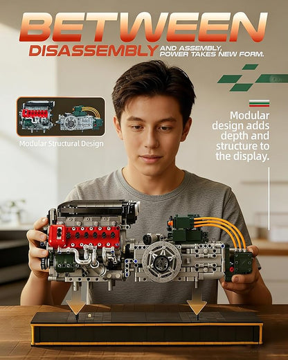 V12 Engine Model Kit that Runs Build Your Own Mechanical Building Set with Battery Box and Motor 2322PCS STEM Technic Toy for Adults Teens Age 14+