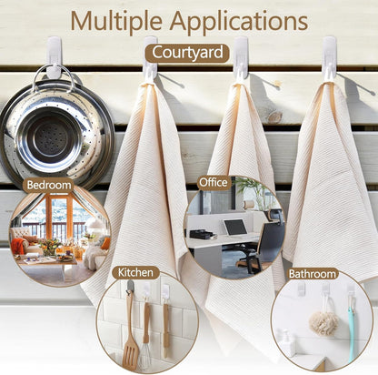 Skiennix Large Utility Hooks - Damage-Free Hanging with 14 Adhesive Strips | Holds Up to 4 lb