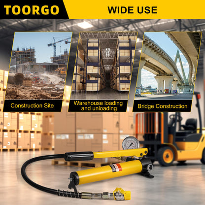 TOORGO CP-180 Hydraulic Hand Pump with Oil Gauge,Hand Operated Pump Manual Pump Hydraulic Pump for Lifting Cylinders