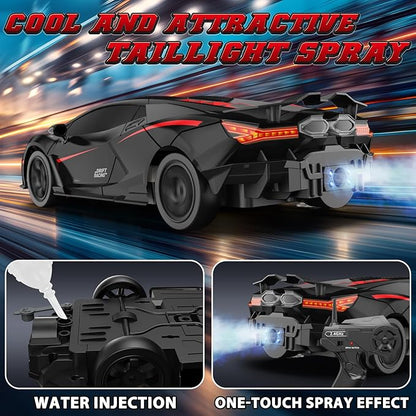 RC Drift Car 1:16 Remote Control Car 2.4Ghz High Speed RC Cars 4WD Racing Sport Toy Cars with LED Lights Spray Drifting Tires 2 Batteries for Kids Boys Girls Adults Birthday Christmas