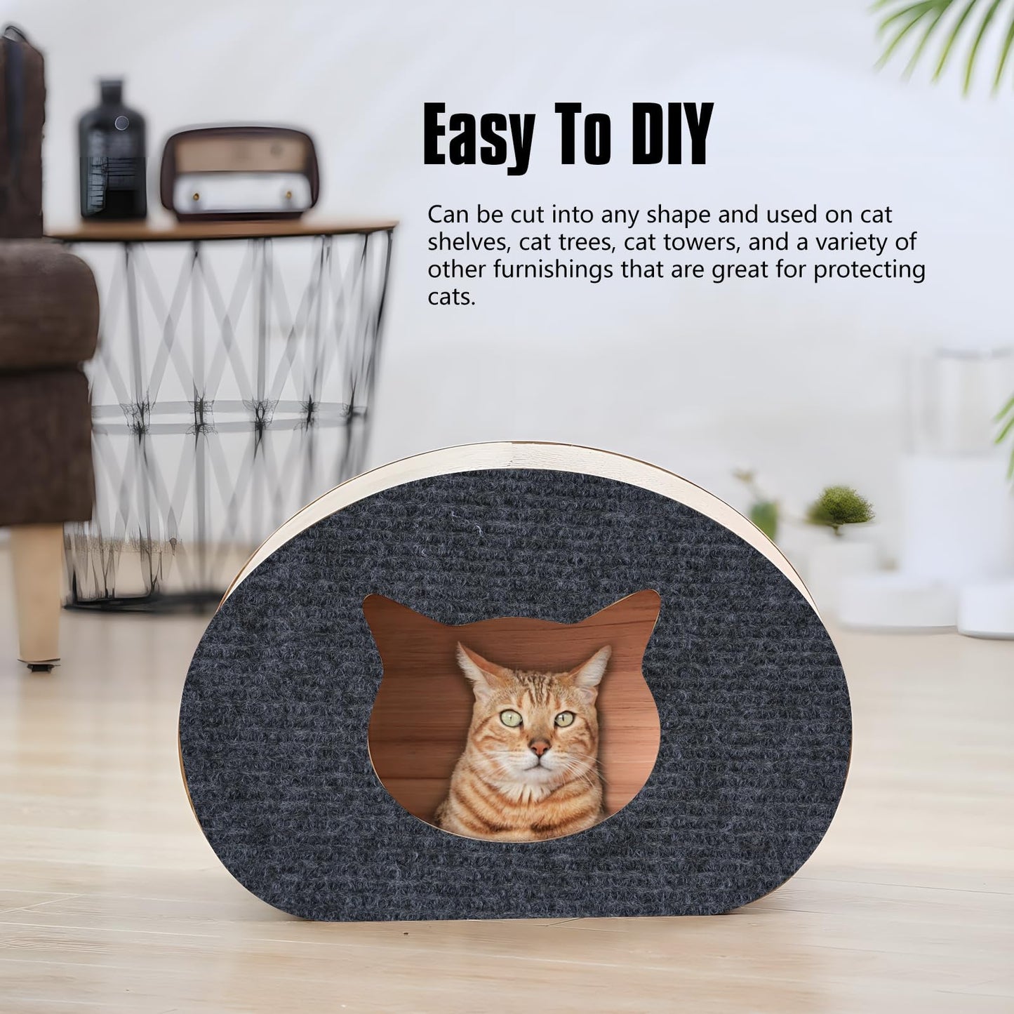 Cat Scratching Mat,Cat Scratch Furniture Protector, Trimmable Self-Adhesive Couch Protector,Carpet Replacement for Tree Shelves, Sofa and Scratching Post (40"x15.8",Dark Gray)