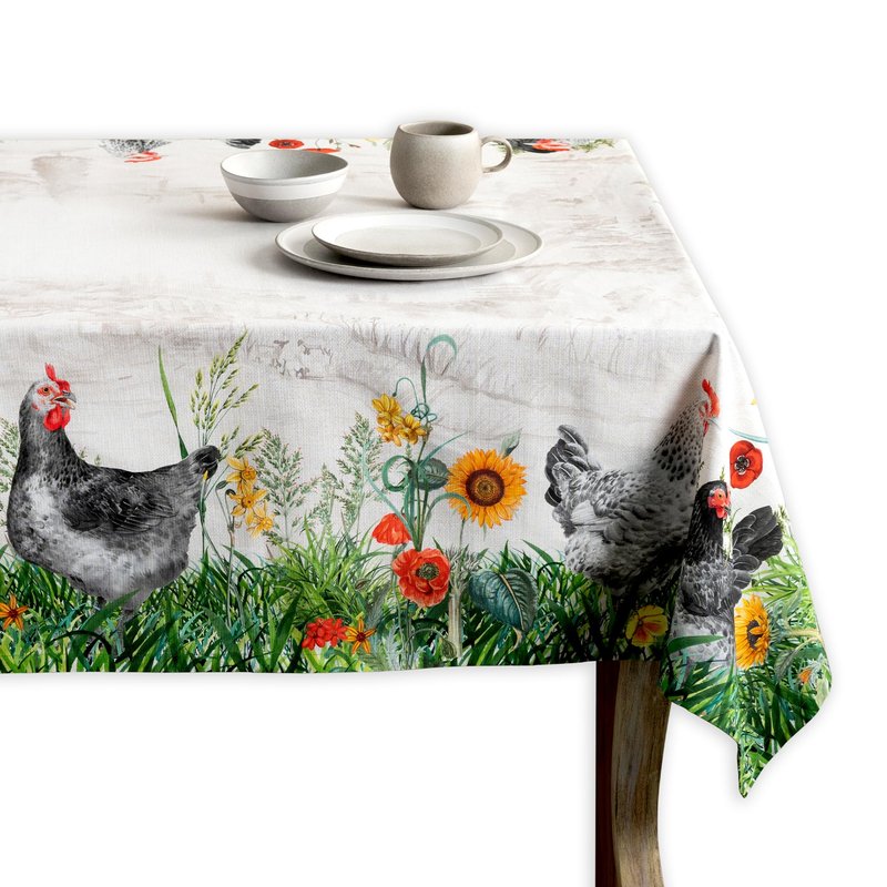 Maison d' Hermine Table Cloth Rectangle Table 100% Cotton 54 x 72 Inches Tablecloth Reusable Decorative for Dining Kitchen Room Farmhouse Home Gifts for Mothers Day Spring Summer - Basse Cour