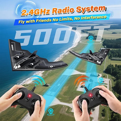 RC Airplane RC Plane Ready to Fly 2CH Remote Control Airplane with 6-axis Gyro Stabilizer B2 Spirit Stealth Bomber 2.4GHz Remote Control Plane for Beginners Boys Kids