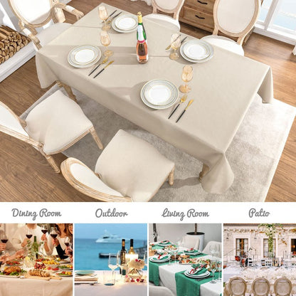 Veblandy 2 Pack Rectangle Tablecloth, 60x120 inch, Water Resistant Wrinkle Free Linen Textured Table Cloth Washable, Decorative Fabric Table Cover for Dining, Party and Camping, Beige