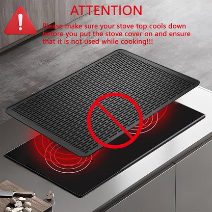 Silicone Stove Top Cover Mat, 36"x21" Silicone Electric Stove Top Protector, Heat Resistant Glass Cooktop Cover, RV Cooktop Protector Mat for Counter (Blcak)