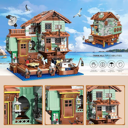 Fisherman's Wharf House Mini Bricks Building Kit Ideas Creative Architecture Building Toys Birthday Gift for Adult Boys Girls -2046 Pieces (Not Compatible with Lego Set)