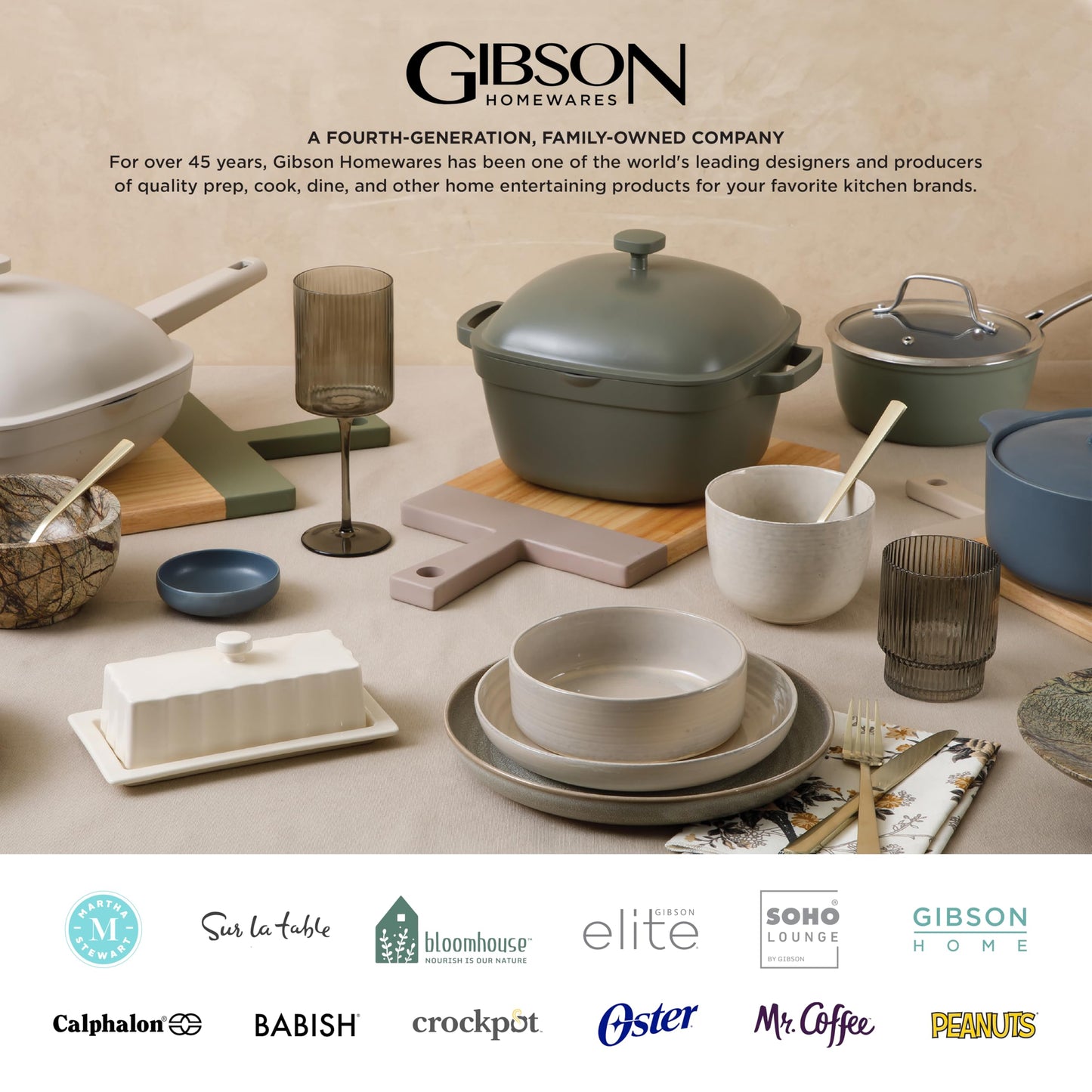Gibson Elite Matisse Double Bowl Dinnerware Set, Service for 4 (16pcs), Taupe