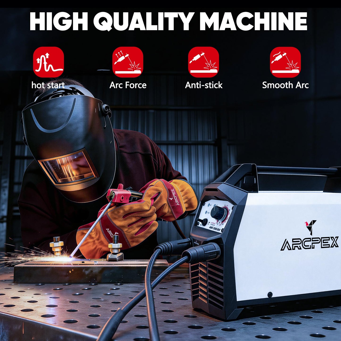 ARCPEX 200A Stick Welder 110V/220V, Mini Arc Welding Machine with 100% Pure Copper 10FT Cables, 2-in-1 Portable MMA/Lift TIG Welder for Farm Gate Repair, Truck Rack DIY, and Fence Fix