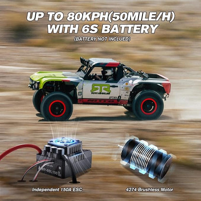 FMS 1/7 Ford Bronco RTR EB Fast RC Truck – Licensed by Ford &amp RTR Vehicles 80km/h Short Course Truck 4WD Brushless RC Car CNC Metal Parts Off-Road Rock Crawler 4x4 for Adults (2024 paint schem