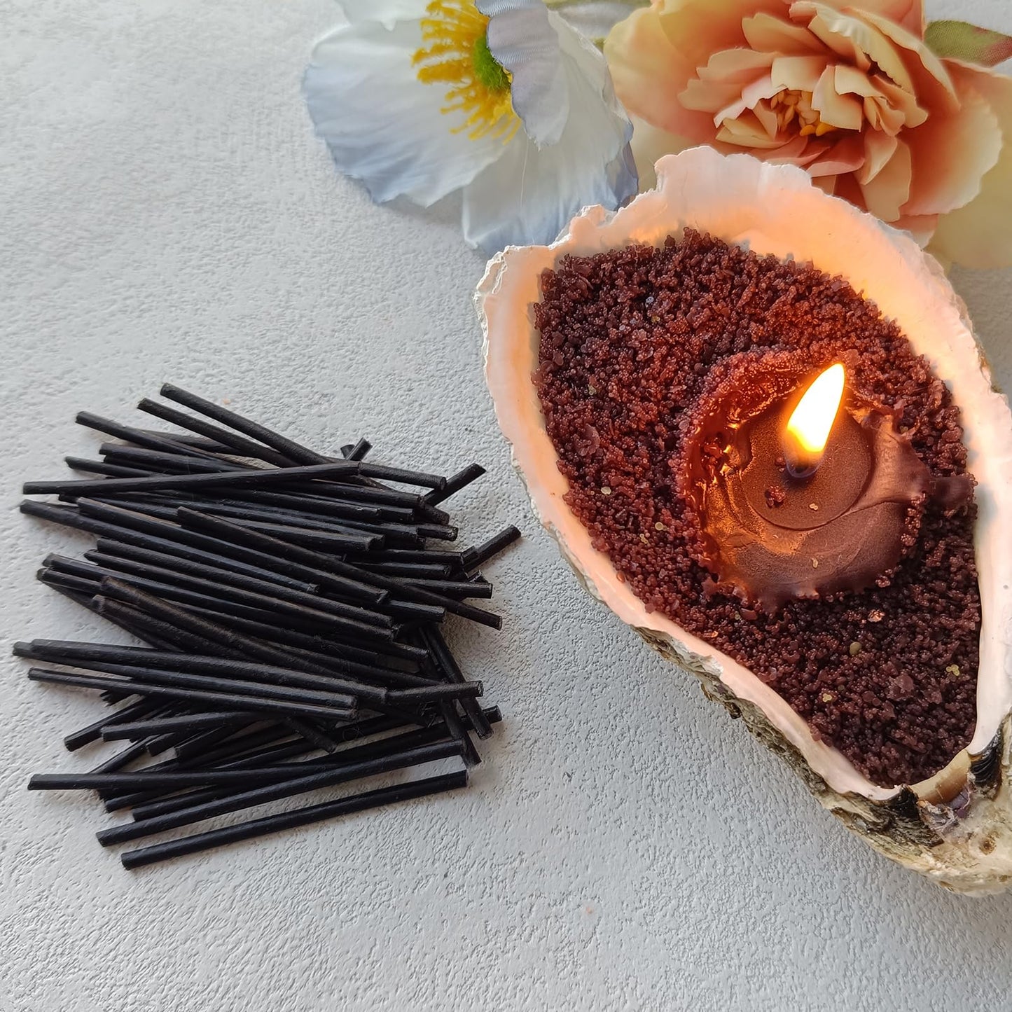 Pearled Candle Cotton Wicks 100-Pack for Sand Candles Making - 2Inch Metal-Free and Lead-Free Refill Sand Wax Wick for Candle Making DIY (Black)