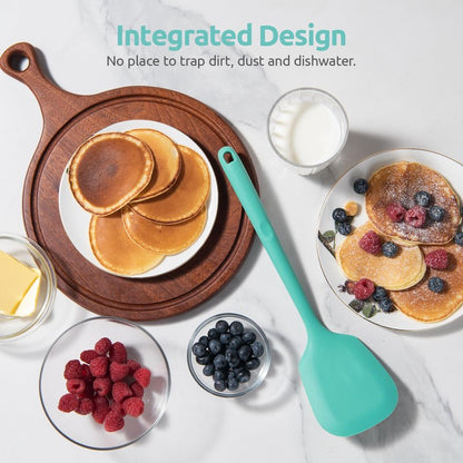 13.6" Solid Silicone Turner: U-Taste 600ºF Heat Resistant Kitchen Spatula Flipper, Food Grade Flexible Wide Seamless Rubber Cooking Utensil for Egg, Pancake, Burger in Nonstick Cookware (Aqua Sky)
