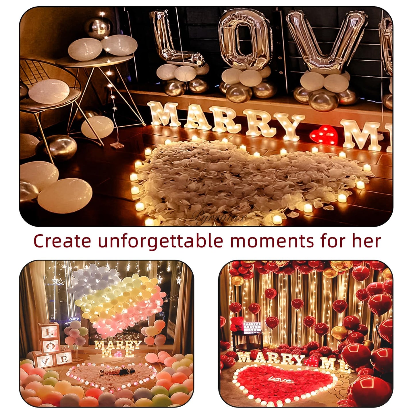 Pyrrhiax 2000PCS Silk Rose Petals with 24 LED Tea Lights Candles, Romantic Night Decoration Set, Romantic Valentine, Wedding Anniversary, Send her and him Memories (Red)