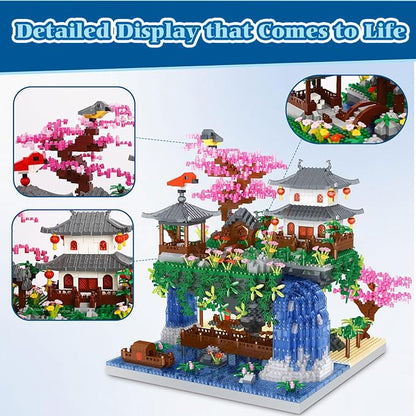 Cherry Blossom Tree Building Set Chinese Architecture Blocks Japanese Sakura House Set Bonsai Kit Sets for Adults Gift Kids Age 12+(3220 Pieces) (PBS001)