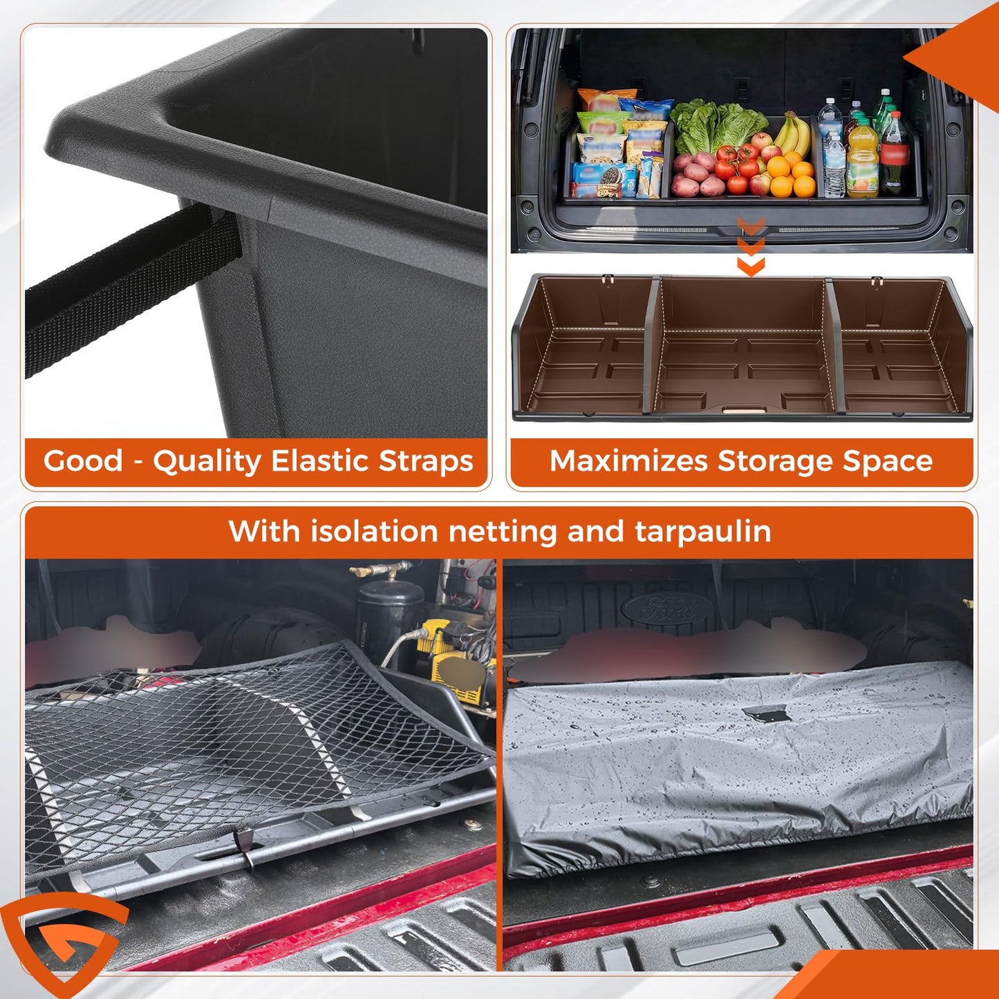 GEARLAST 48 inch Truck Bed Cargo Box, Truck Bed Organizers and Storage,Truck Bed Storage System with Isolation Netting and Tarpaulin, Tailgate-slide Design for Effortless Loading/Unloading