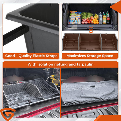 GEARLAST 48 inch Truck Bed Cargo Box, Truck Bed Organizers and Storage,Truck Bed Storage System with Isolation Netting and Tarpaulin, Tailgate-slide Design for Effortless Loading/Unloading