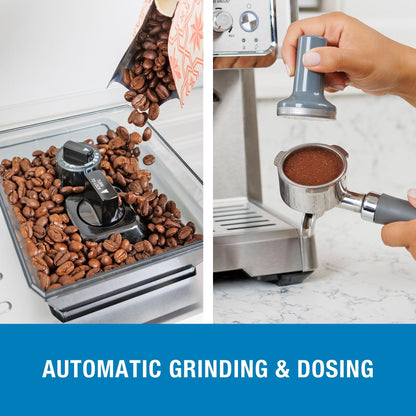Kenmore Espresso Machine – Automatic Coffee Maker with Manual Tamper, Auto Cleaning, Milk Steamer & Frother, Bean Grinder, Brew Professional Barista Style Cappuccino, Café Latte