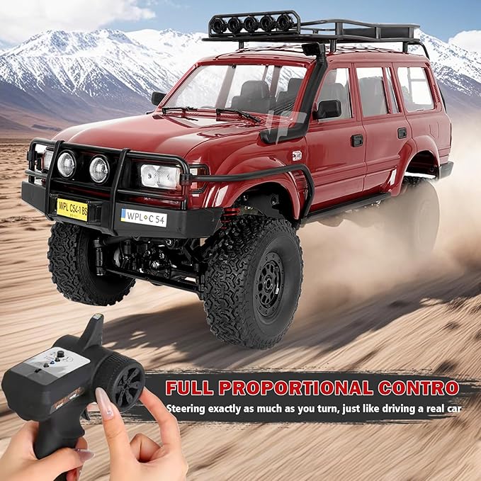 ARRIS 1/16 LC80 RC Crawler WPL C54-1 RC Rock Crawler 4x4 4WD Off Road RC Truck 2.4Ghz RTF Remote Control Car with Upgraded Chassis and Proportional Steering for Adults Hobby Vehicle