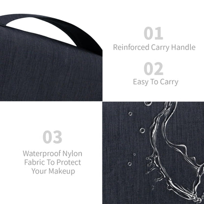 Lcsmaokin Large Capacity Toiletry Bag Travel Bag with Hanging Hook for Men and Women Waterproof Travel Cosmetic Bag Bathroom Storage Bag for Brushes Set,Full-Sized Shampoo,Toiletries,Accessories-Black