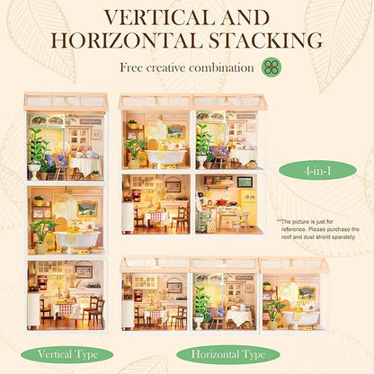 Rolife Super Creator-DIY Plastic Miniature House for Adults Mini Blocks Model Kit Building Set for Teens 8-12 DIY Crafts/Hobbies/Building Blocks Toys for Teens&ampAdults (Blooming Tea Garden)