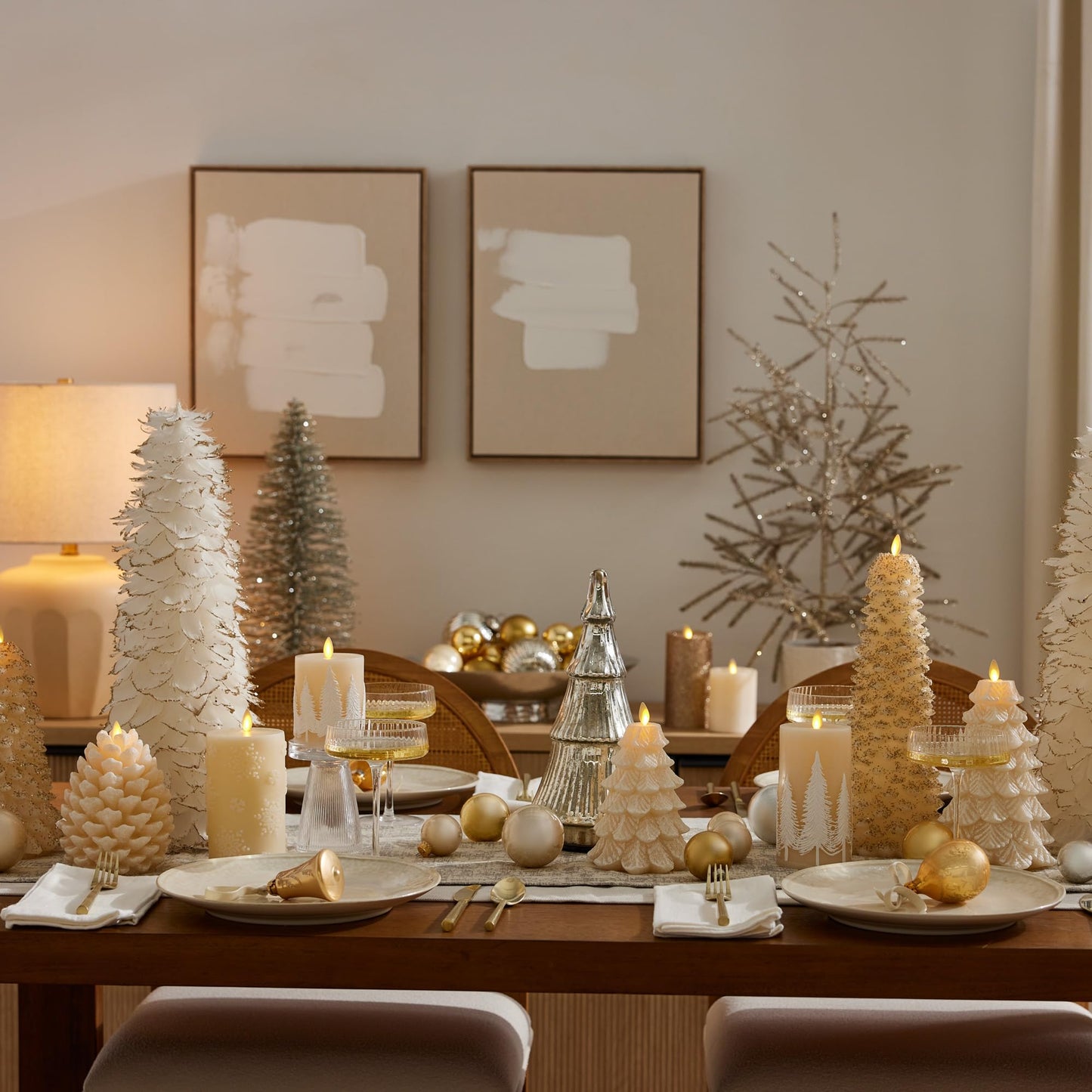 Luminara White Swan Flameless Candle Snowflake Tealight (6.5" x 2") Moving Flame LED Candle, Battery Operated LED Tealight