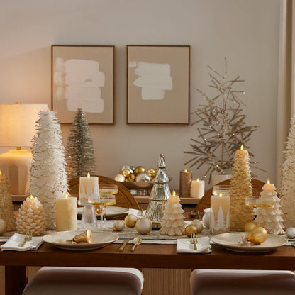 Luminara White Swan Flameless Candle Snowflake Tealight (6.5" x 2") Moving Flame LED Candle, Battery Operated LED Tealight