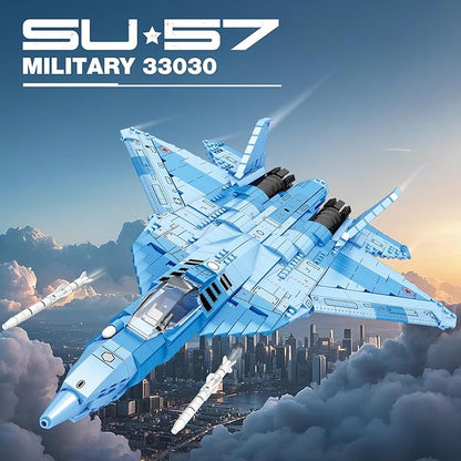 Reobrix SU-57 Fighter Jet Building Set Fighter Airplane Model Kit 33030 for Adults Military Plane Model Kit for Men Cool Decor Military Toys Ideal Gifts for Military Fans Kids 14+(1456PCS)