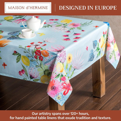 Maison d' Hermine Table Cloth Rectangle Table 100% Cotton 70 x 120 Inches Tablecloth Reusable Decorative for Dining Kitchen Farmhouse Home Gifts for Mothers Day Spring Summer - Jardin D'Ete - Mint