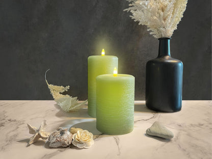 LumiPur Signature Natural Glow Flickering Flameless LED Wax Pillar Candle (3.5" x 5", Sage Green)