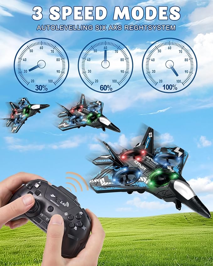 Drones for Kids Form RC Plane Remote Control Airplane Aircrafts for Boys and Girls Jet Helicopter Drones with LED Lights 360° Flip 4 Rechargeable Batteries Toys for Christmas (2 Pack)